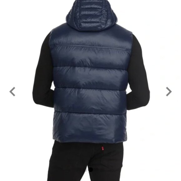 NWT PAJAR Ryan Puffer Hooded Vest Thinsulate Ribbed Navy Blue Packable Coat Zip - Picture 7 of 10